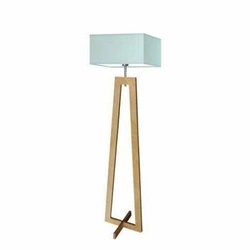 Stojací lampa do obýváku Jawa mátová moderní s látkovým stínidlem a dubovou konstrukcí Lysne