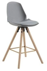 Barová židle Oslo šedá s opěrkou do kuchyně, dřevěná na dubových nohách, moderní Actona