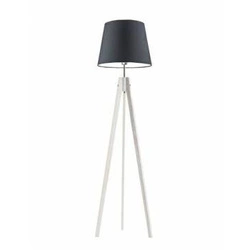 Stojací lampa do obýváku dřevěná s šedým stínidlem Aruba glamour trojnožka Lysne 149 cm