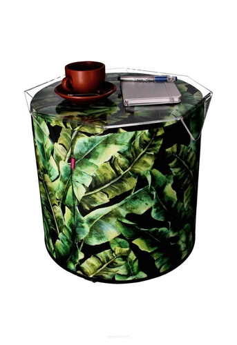 Zahradní kulatý voděodolný puf Black Palms Intesi moderní na zahradu i terasu 40 cm