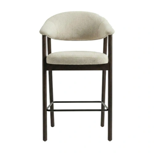 Barová židle Elk čalouněná skandinávská k kuchyňskému ostrůvku písková s opěrkou