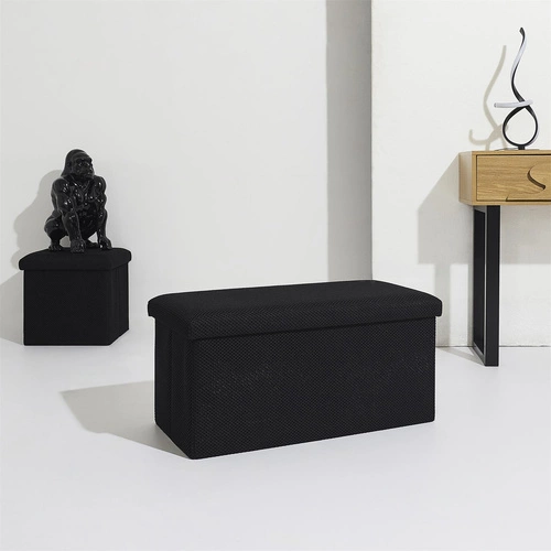 Skládací taburet s úložným prostorem Velse Atom černý obdélníkový moderní do předsíně Intesi