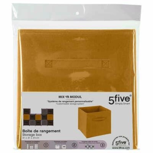 Látková krabice 5five simply smart na polici 31x31 hořčicová skládací s úchyty