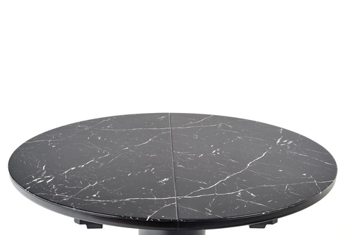 Rozkládací kulatý jídelní stůl Tiano černý mramor moderní do jídelny a obýváku 120-160 cm