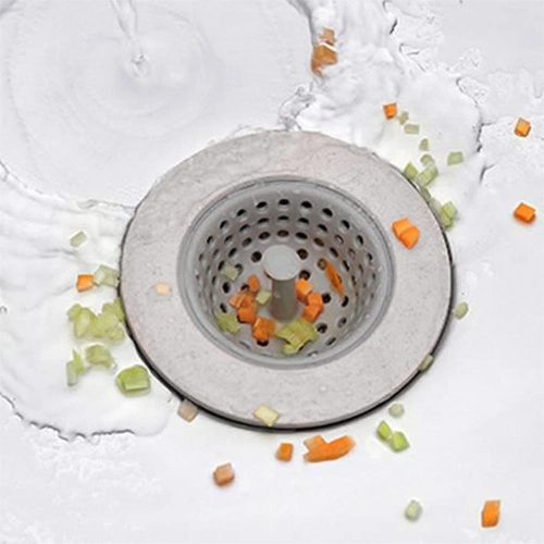 Kuchyňské sítko do dřezu Intesi šedé silikonové a nerezové moderní 11 cm