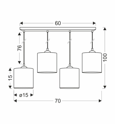 Legno černá 15 4x40W E27 stínidlo ořech závěsná lampa