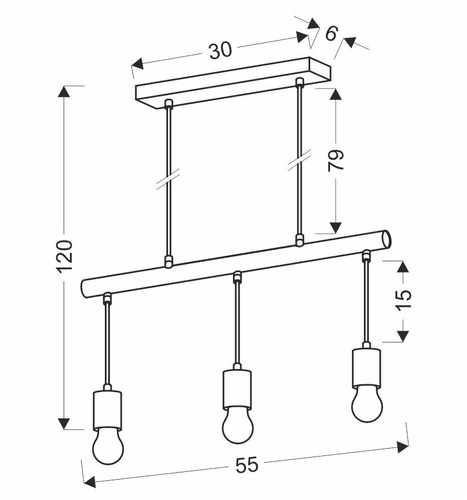 Závěsná lampa Izzy 3x60W E27 černá