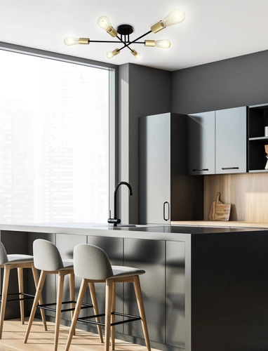 Stropní svítidlo Crespilo černé kovové 6bodové do obýváku a jídelny moderní