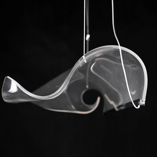 Závěsné LED svítidlo Cortina no. 2 moderní chromované do obýváku a jídelny, výškově nastavitelné