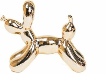 Dekorativní figurka pes balón zlatý HV decor moderní na komodu do obýváku 18 cm