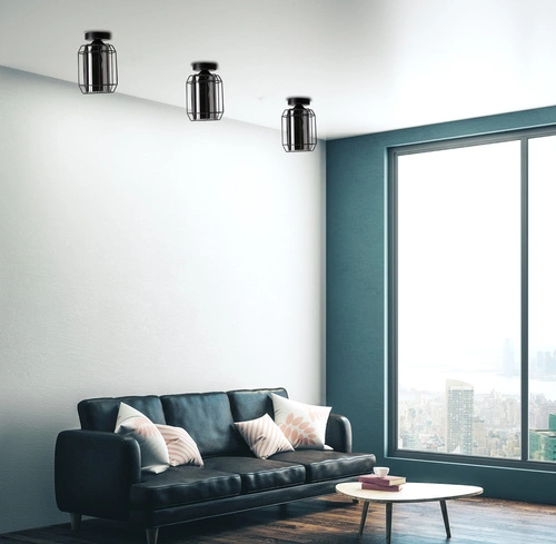 Moderní stropní lampa Jonera černá s kouřovým sklem do obýváku a ložnice