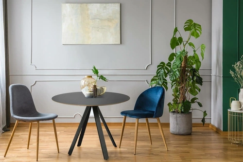 Kulatý jídelní stůl Mezzanotte 100 cm černý glamour moderní dřevěný do kuchyně a jídelny