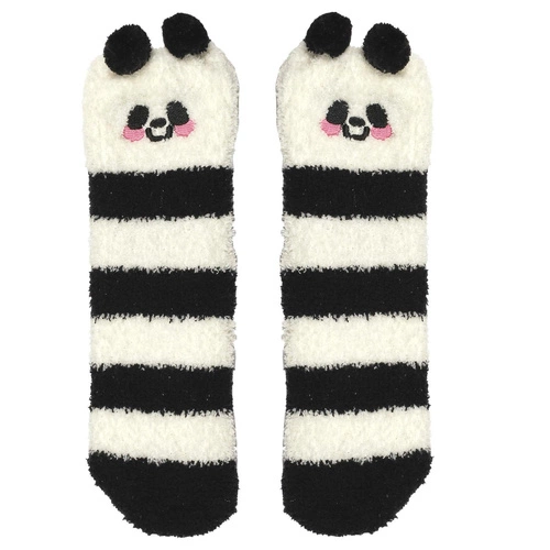 Dámské plyšové ponožky Panda Intesi černé hřejivé domácí ponožky