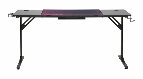 Herní stůl černý Vander Intesi moderní s držákem na nápoje a příslušenství 160x60 cm