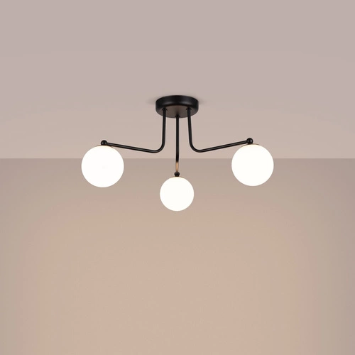 Lustr Astral 3 černý minimalistický skleněné koule do obýváku a jídelny