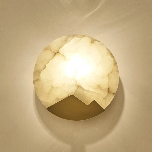 Nástěnné svítidlo MARMO bílý mramor a zlatá mosaz 20 cm moderní do obývacího pokoje