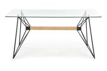 Moderní glamour jídelní stůl Intesi Groll 160x80 se skleněnou deskou a černými nohami, nerozkládací