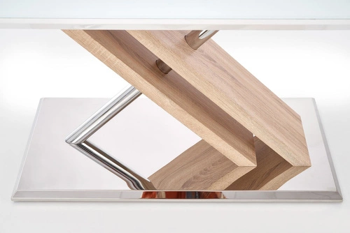 Jídelní stůl Xylon moderní bílý se skleněnou deskou a nohami dub sonoma 160x90 cm Intesi
