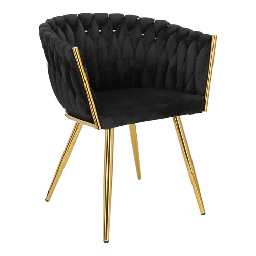 Jídelní židle Tessa Intesi čalouněná samet černá glamour s područkami zlaté nohy