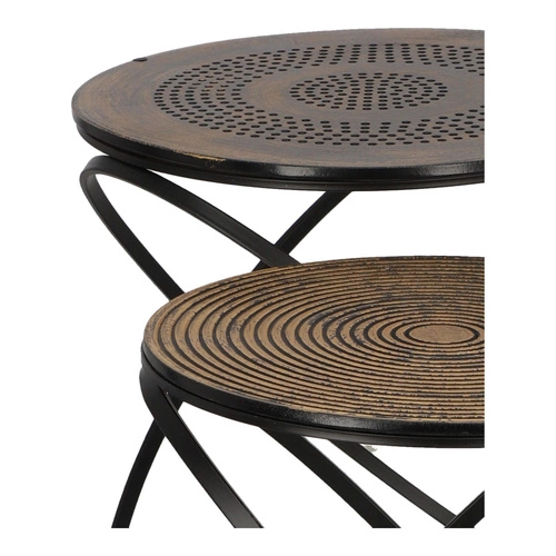 Sada 2 kulatých konferenčních stolků Etnik loft zlatá černá do obýváku Atmosphera