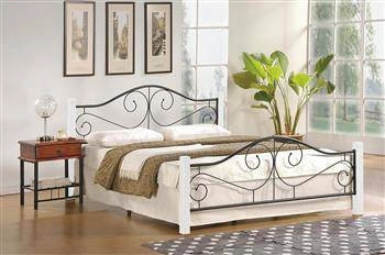 Postel do ložnice Vista 160x200 moderní dřevěno-kovová bílá Intesi s roštem