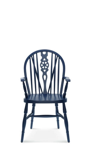 Dřevěné křeslo Fameg Windsor do obýváku retro modré s područkami buk premium