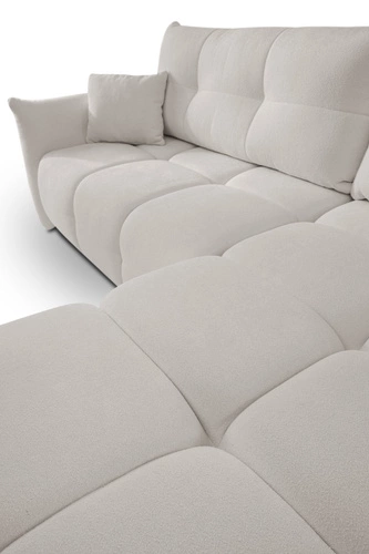 Rohová rozkládací pohovka pravá Bode šedá moderní do obýváku s úložným prostorem