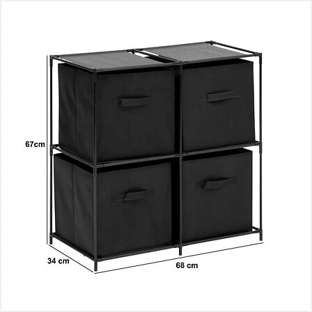 Kovový regál na hračky a knihy se 4 boxy Mix n'Modul černý 5five