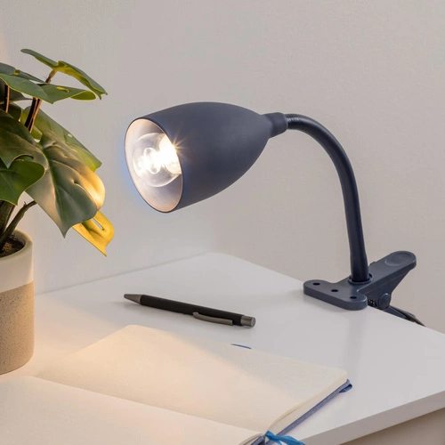 Stolní lampička s klipem Sily Atmosphera moderní šedá do ložnice a kanceláře 43 cm