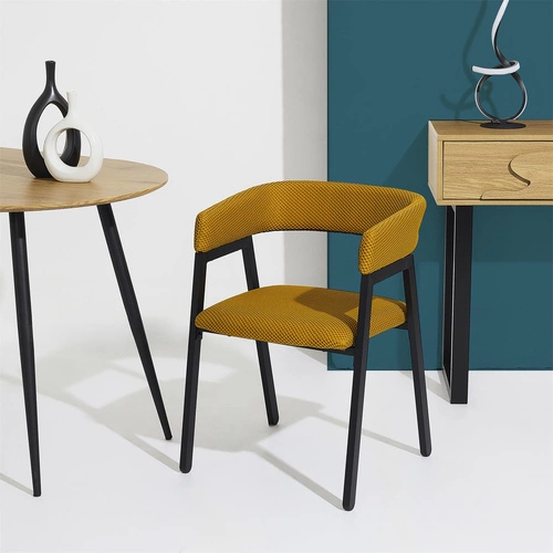 Žlutá čalouněná jídelní židle Craft Intesi s područkami, moderní do kuchyně