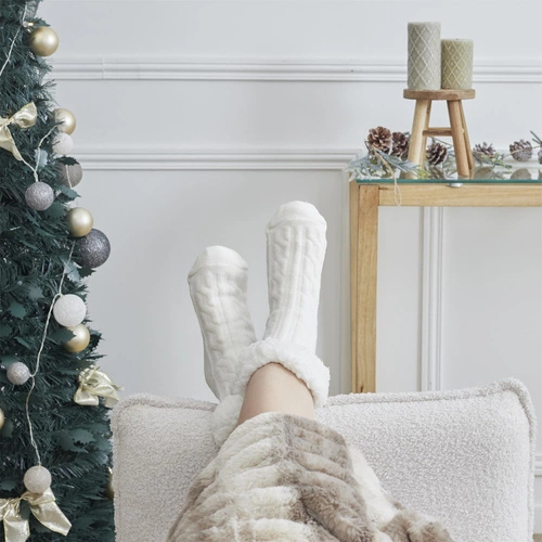 Protiskluzové ponožky Sherpa Intesi béžové s reliéfním vzorem na doma 39-42