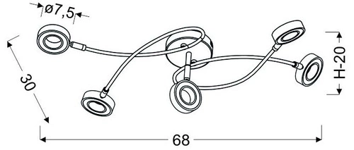 LED stropní svítidlo Vinola chrom moderní glamour do obýváku a jídelny 68 cm CANDELLUX