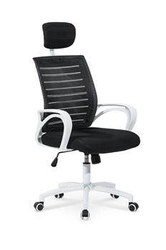 Ergonomická kancelářská otočná židle Aberts Intesi černá bílá s područkami k psacímu stolu