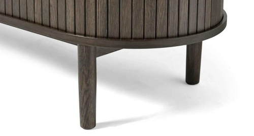 Komoda Meta 140 cm dub espresso rýhovaná na nožkách do obývacího pokoje