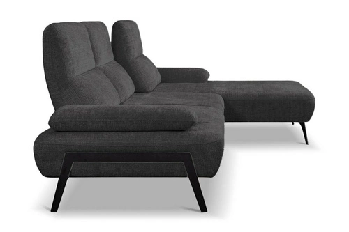 Rohová sedací souprava Rasmus moderní antracitová pravá s nastavitelným opěradlem do obýváku