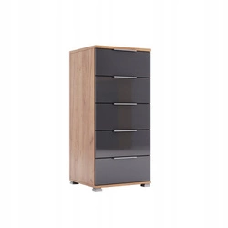 Komoda Lana 5 zásuvek dub craft a šedá moderní komoda do obýváku a ložnice