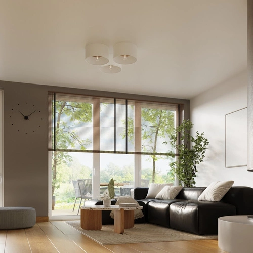 Stropní svítidlo TELESTO bílý dřevěný kulatý skandinávský do obýváku a ložnice 35 cm