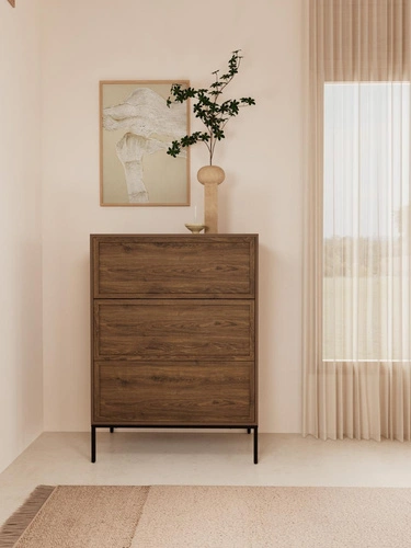 Komoda Palmdale kouřový dub se zásuvkami na nožičkách do obývacího pokoje