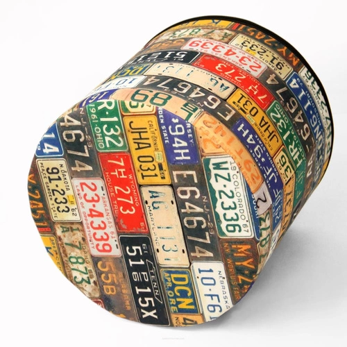 Okrúhlý taburet Plate Intesi multicolor moderní čalouněný do obýváku nebo ložnice 40 cm