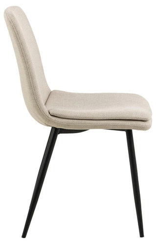 Čalouněná jídelní židle Becca béžová moderní na černých kovových nohách