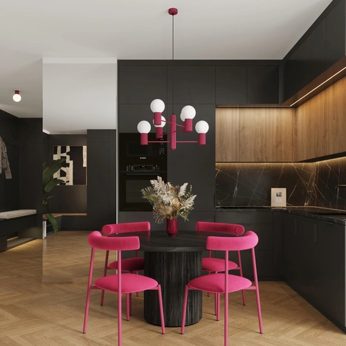 Moderní lustr HALO 6 vínový stropní svítidlo do obýváku a jídelny 64 cm