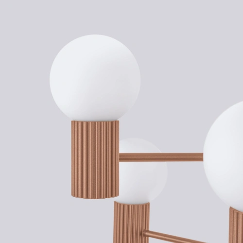 Moderní lustr HALO 6 kávový do obýváku a jídelny, hliník, 64 cm