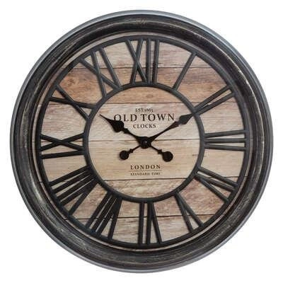 Nástěnné vintage hodiny do obýváku 50 cm Atmosphera dřevěný vzhled loft