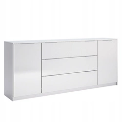 Komoda Merle 200 cm bílý lesk moderní se zásuvkami do obýváku Intesi