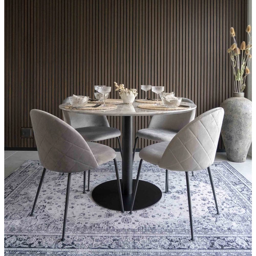 Kulatý stůl Bolzano 110 cm bílý mramor glamour na jedné noze do obýváku a jídelny Intesi