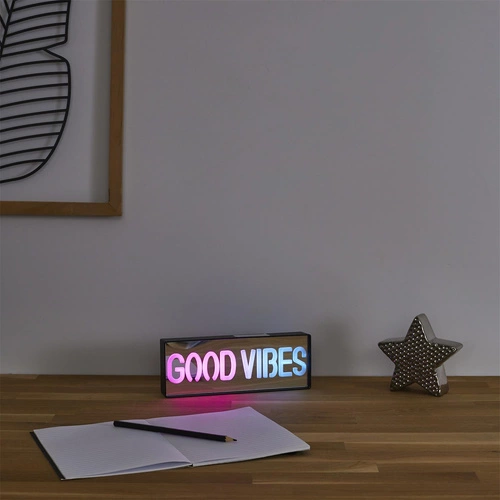 Moderní LED noční lampička neon Good Vibes Intesi černo-bílá do ložnice nebo obýváku