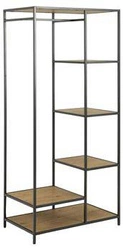 Kovový regál Seaford dub/černý 77 cm industriální na oblečení do šatny a ložnice