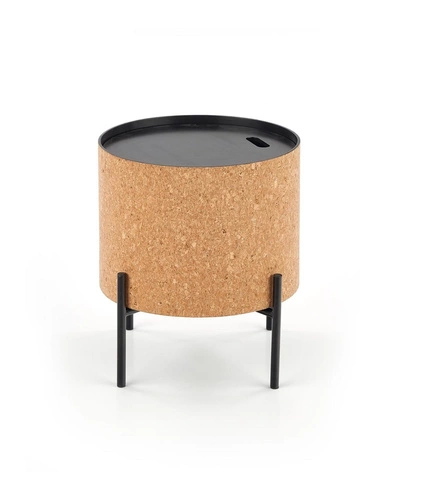 Konferenční stolek Teffa kulatý loftový s úložným prostorem do obýváku přírodní černý 38 cm