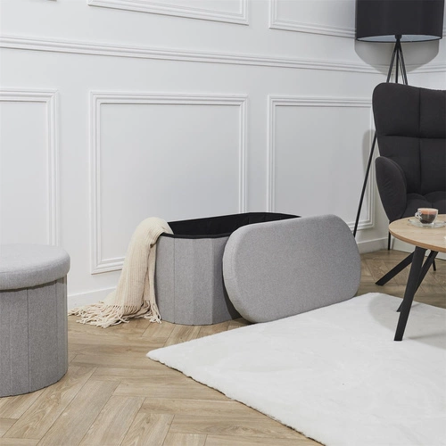 Čalouněná lavice Olaf šedá se skládacím úložným prostorem do předsíně a ložnice Intesi