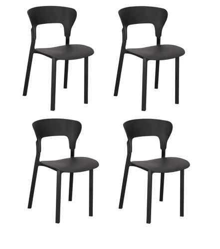 Sada 4 černých židlí Kabru